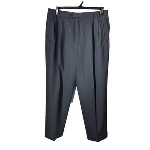 Zanella for Nordstrom Wool Dress Pants Mens 35T Gray Jesse Pleated Cuffed‎ Italy